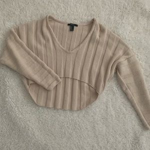 Cropped beige long sleeve sweater